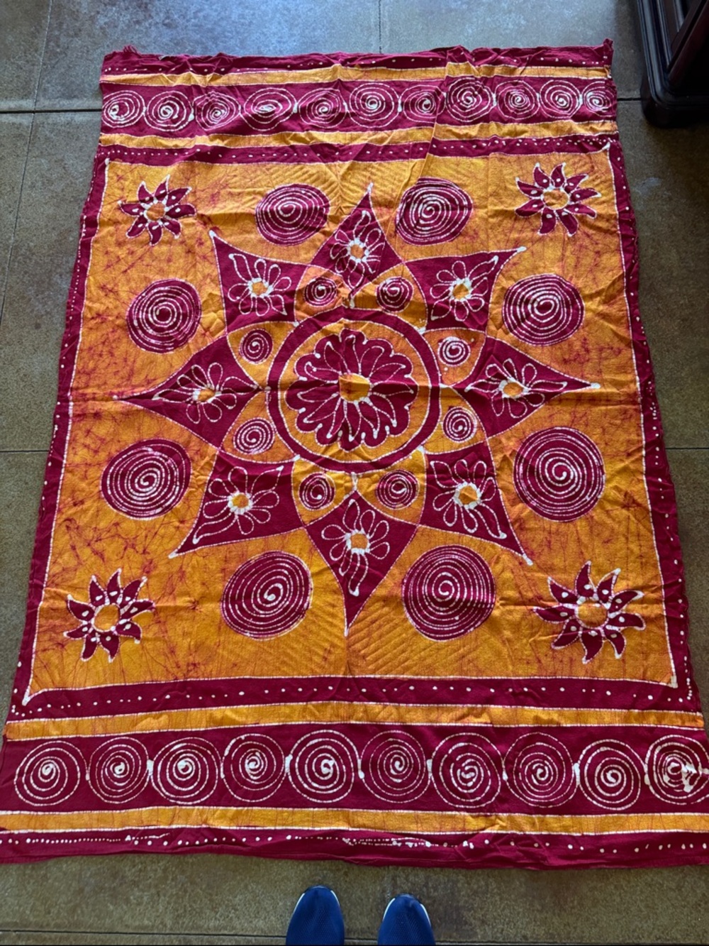 Sunburst Mandala Batik Throw in Marigold and Ruby
